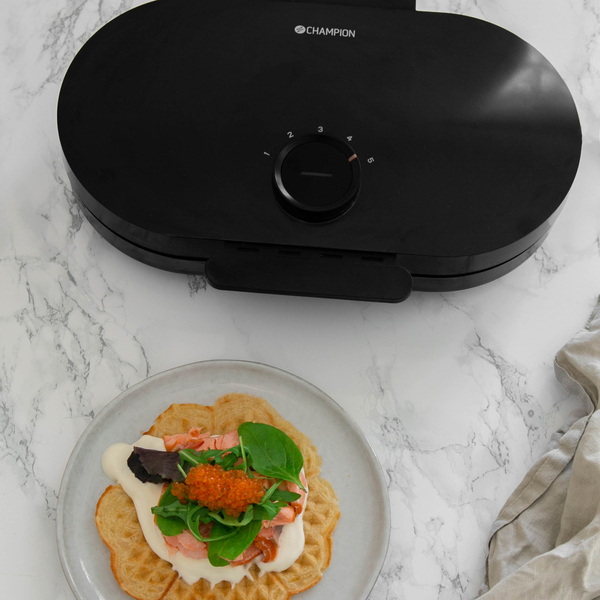 Champion CHVJ600 Dubbelt hj&auml;rtformat v&aring;ffelj&auml;rn 1600W Svart