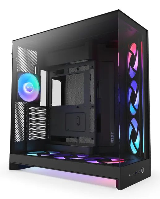 NZXT H9 Flow RGB+ (2025) - miditower chassi med fönster, Svart