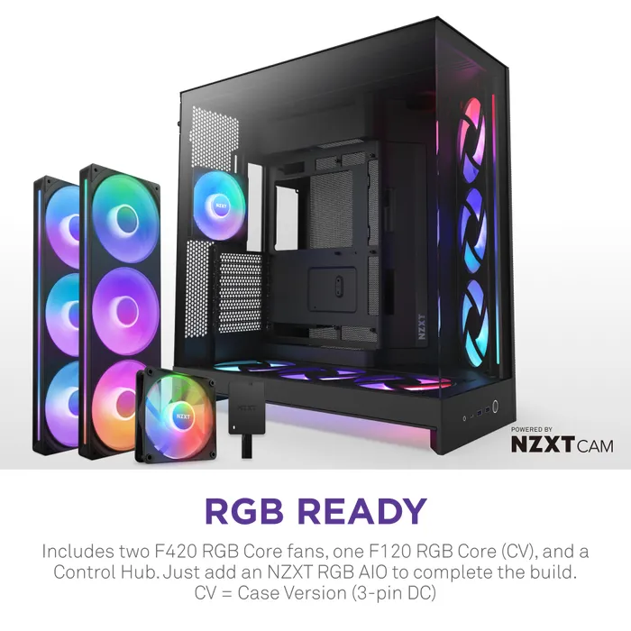 NZXT H9 Flow RGB+ (2025) - miditower chassi med f&ouml;nster, Svart