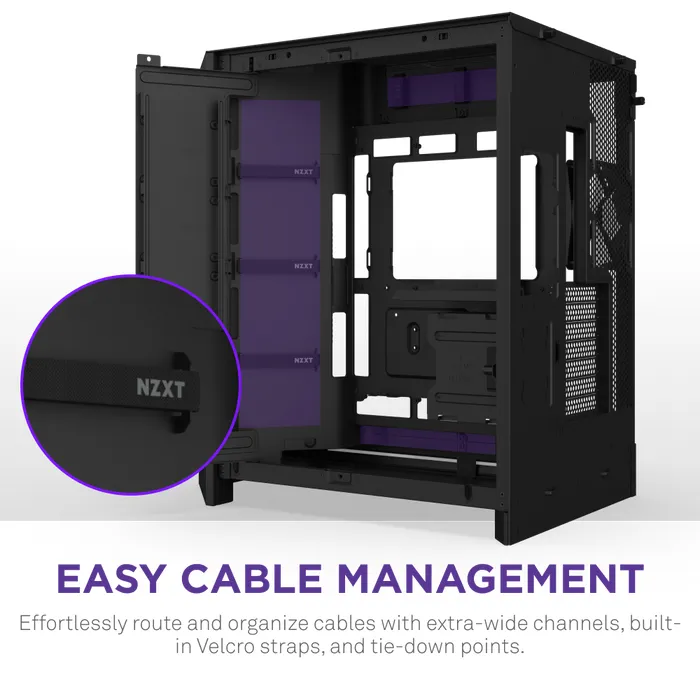 NZXT H9 Flow RGB+ (2025) - miditower chassi med fönster, Svart