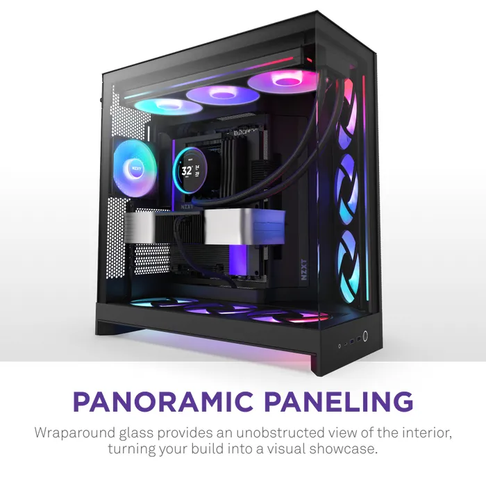 NZXT H9 Flow RGB+ (2025) - miditower chassi med fönster, Svart