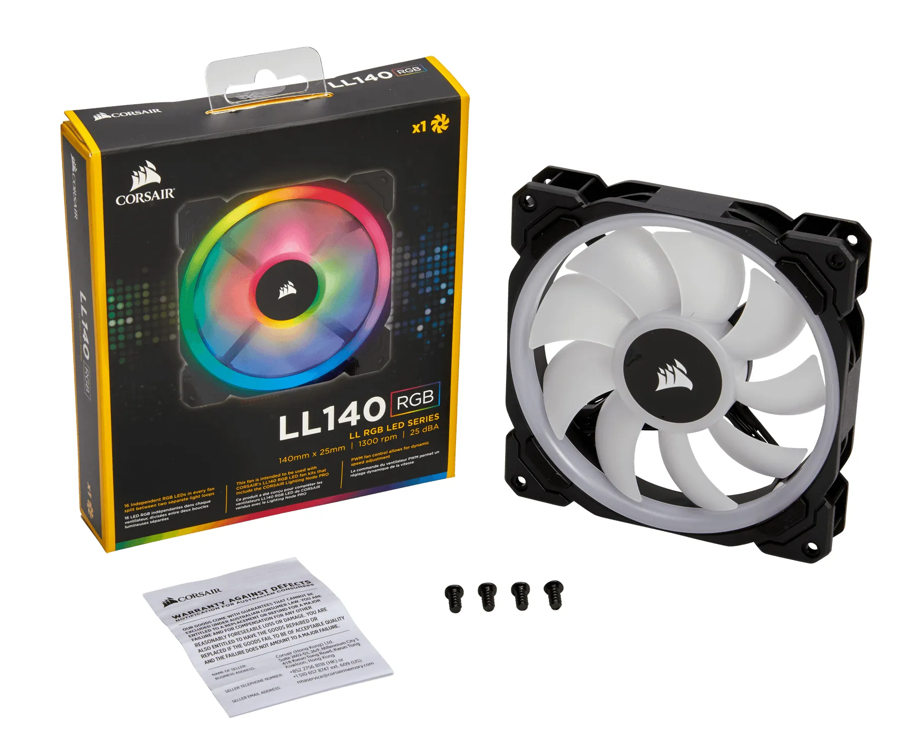 Corsair LL140, RGB, PWM, 140mm - case fan, black