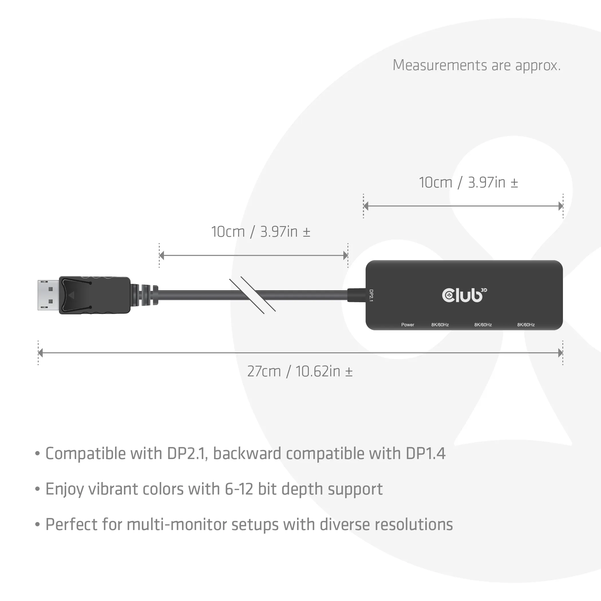 CLUB 3D CSV-7330 DisplayPort to Triple HDMI 8K -sovitin, musta
