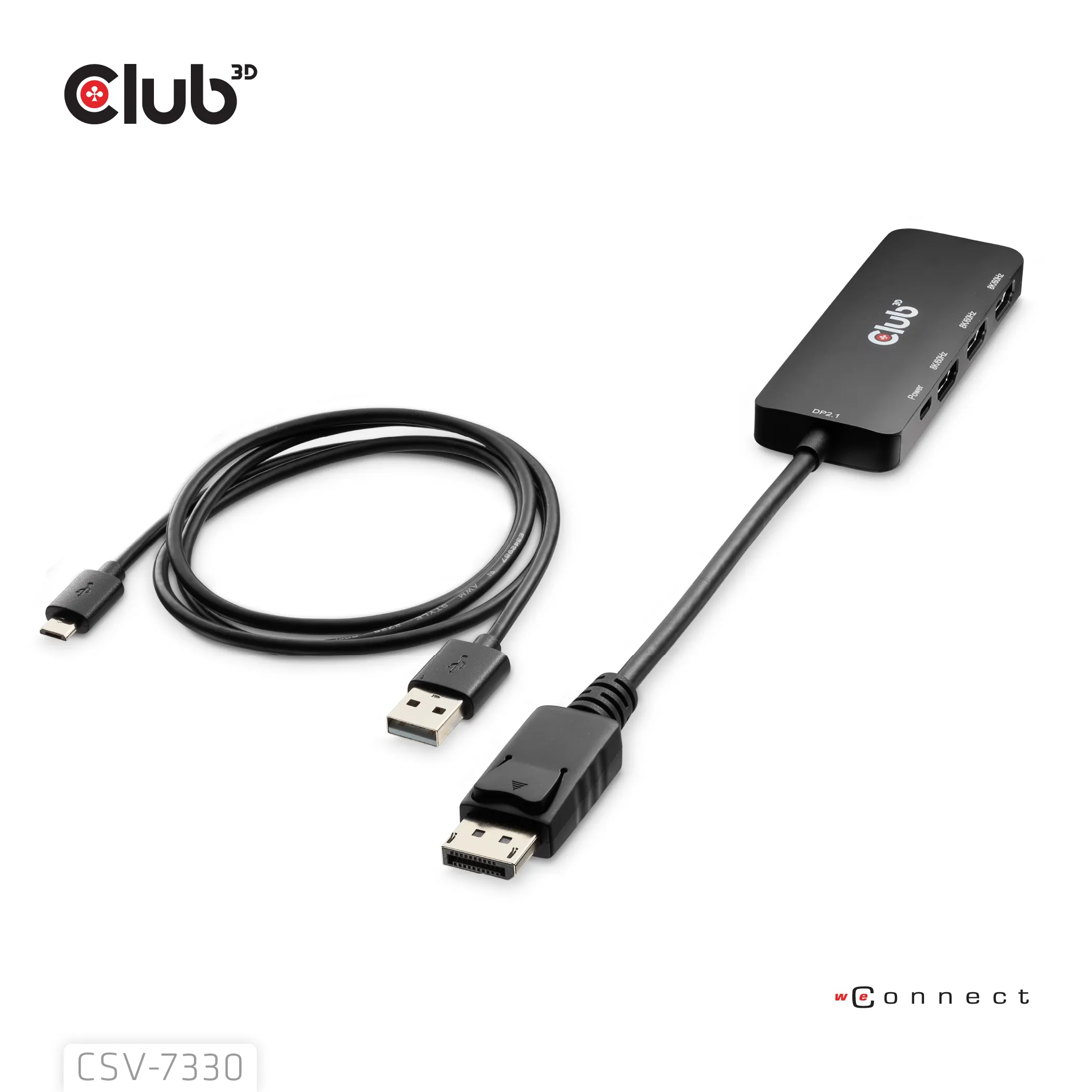 CLUB 3D CSV-7330 DisplayPort to Triple HDMI 8K -sovitin, musta