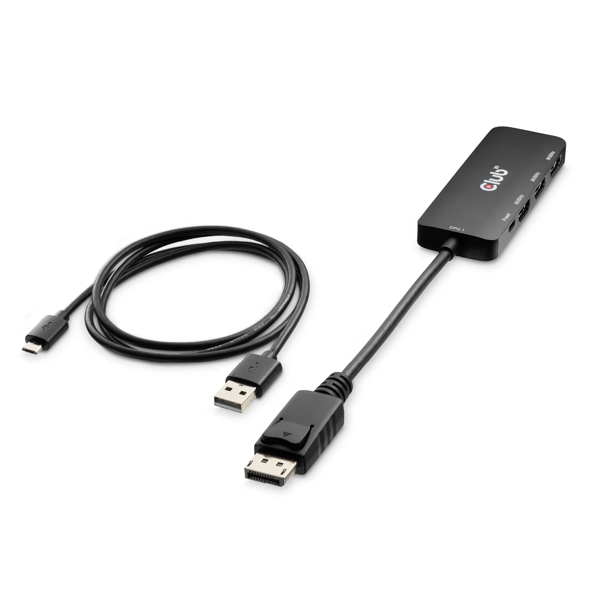 CLUB 3D CSV-7330 DisplayPort to Triple HDMI 8K -sovitin, musta