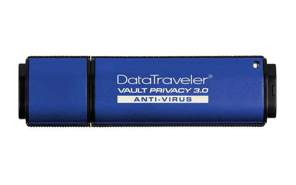 Kingston 4GB DataTraveler Vault Privacy 3.0 Anti-Virus USB 3.0 - memory stick, Blue
