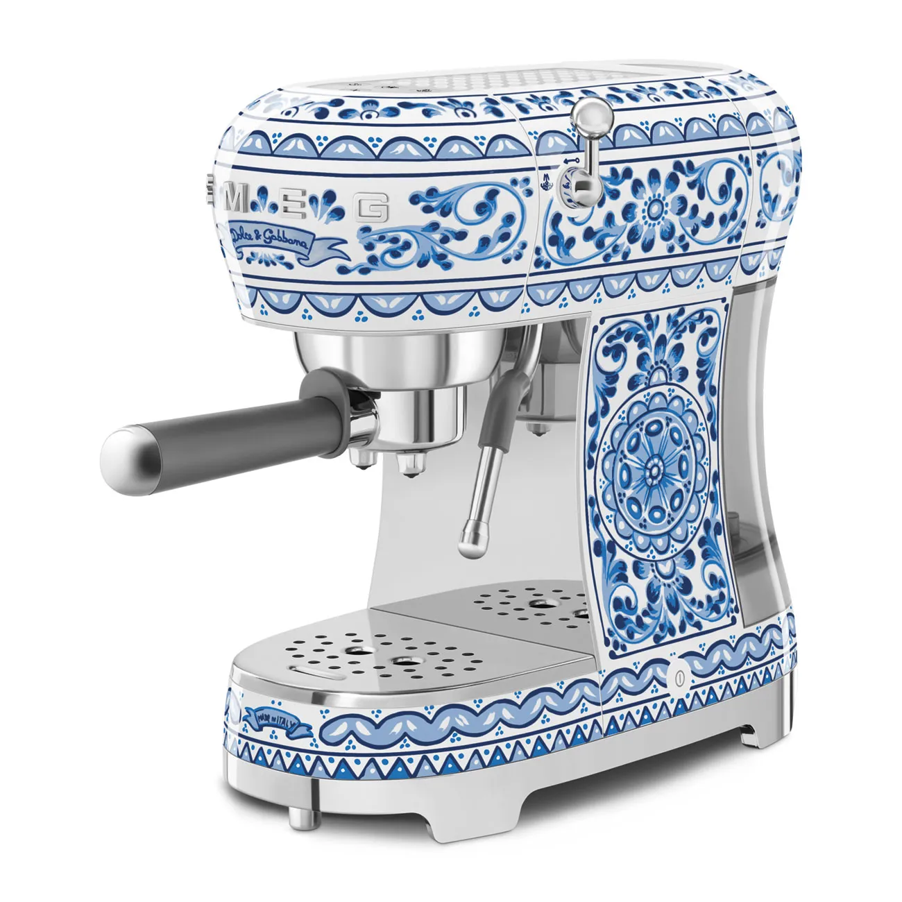 Smeg Blu Mediterraneo ECF02DGBEU manuell espressomaskin, bl&aring;