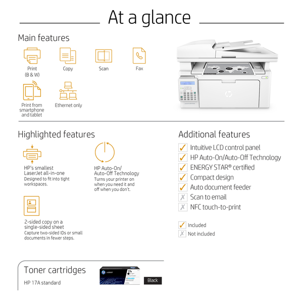 HP LaserJet Pro M130fn LAN, A4 - mono laser printer