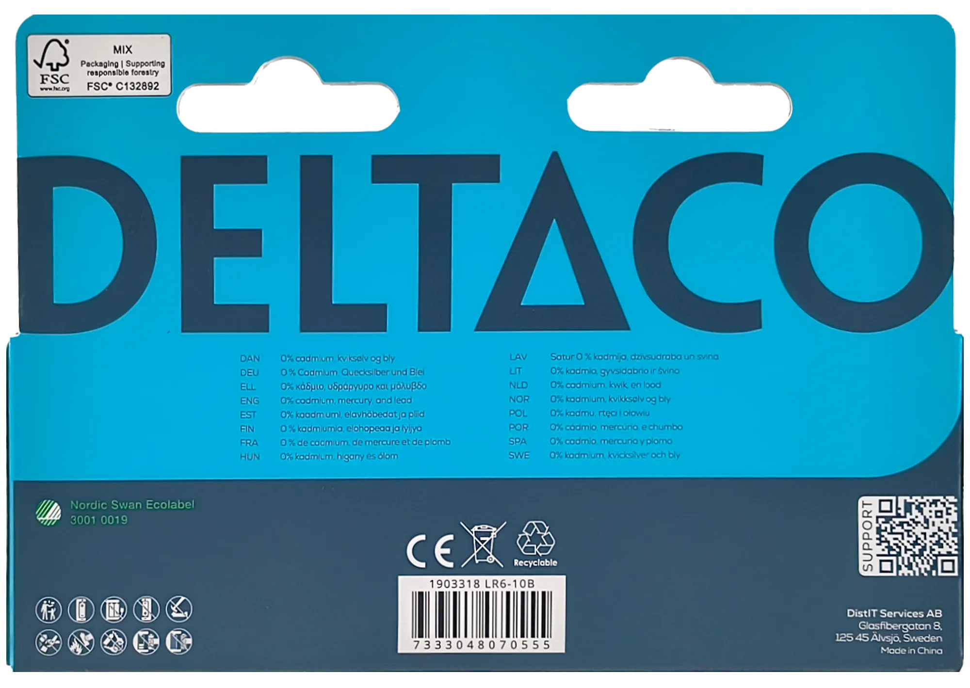 DELTACO AA alkaline 10-pack