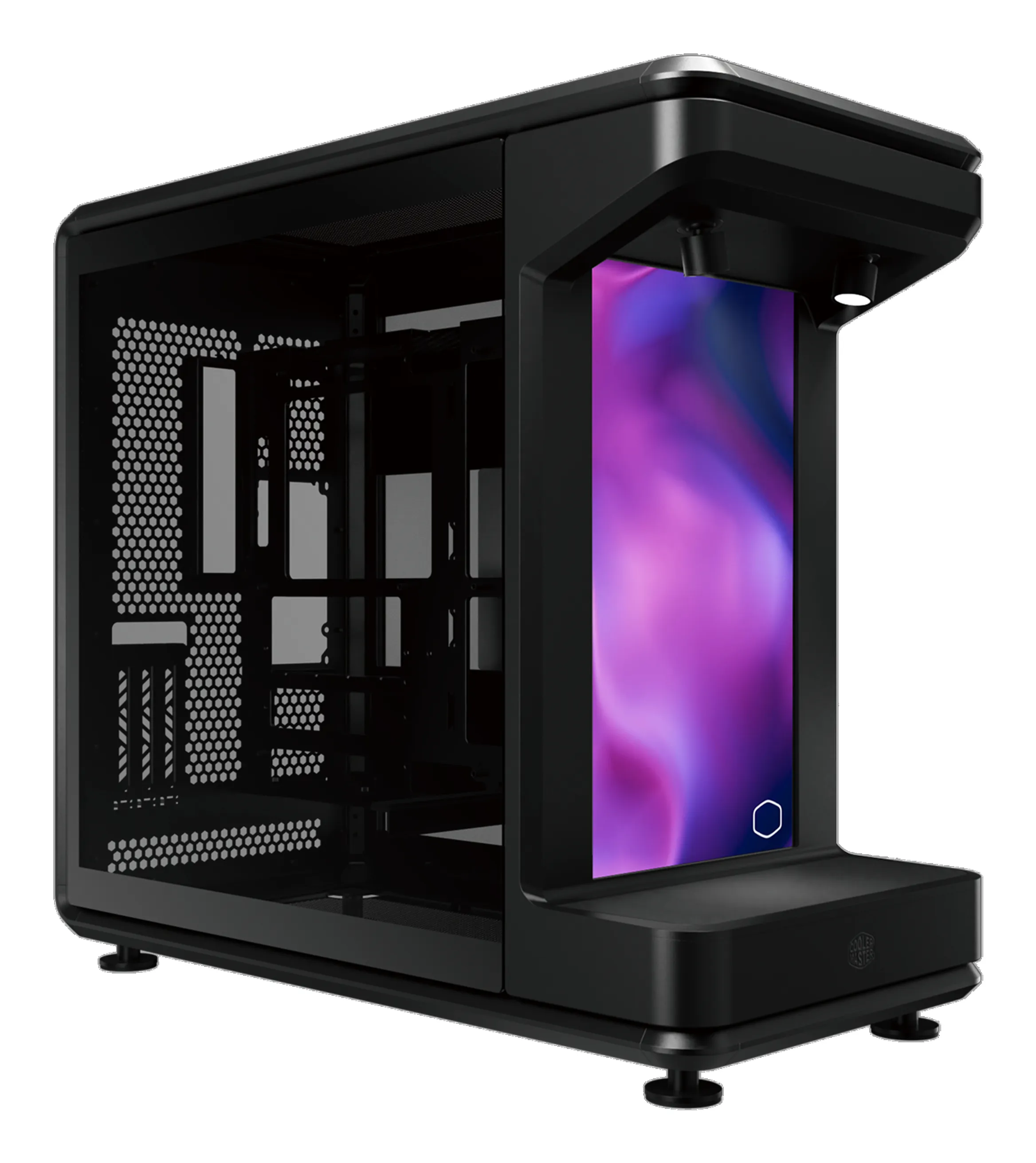 Cooler Master MasterFrame 360 Stage LCD Full-Tower Case with window and RGB lighting, Black
