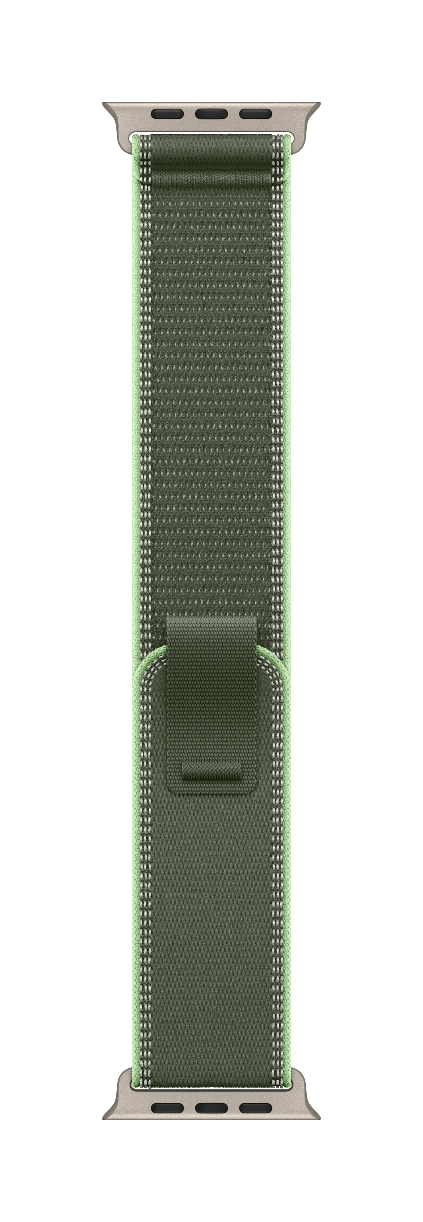 Apple Watch 49 mm terr&auml;ngloop, gr&ouml;n/neon, S/M, Natural Titanium Finish