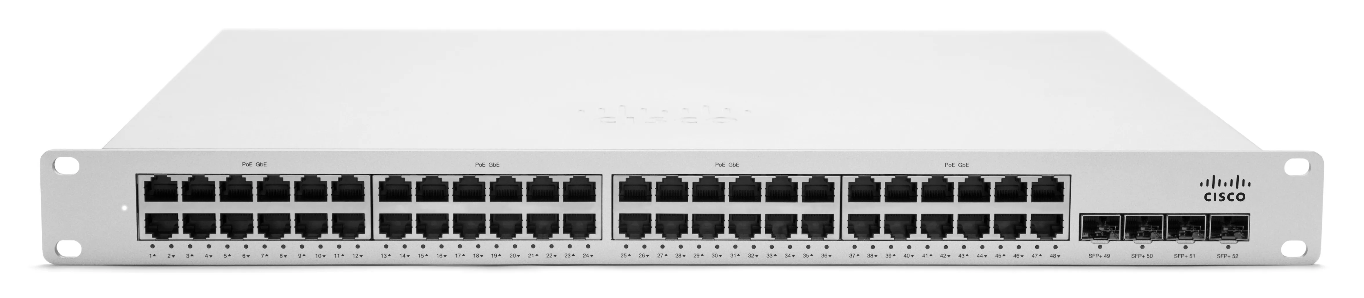 Cisco Meraki Cloud Managed MS350-48LP - Kytkin - L3 - Hallinnoitu - 48 x 10/100/1000 (PoE+) + 4 x 10 Gigabit SFP+ (maa-satelliittiyhteys) - ty&ouml;p&ouml;yt&auml;, r&auml;kkiin as