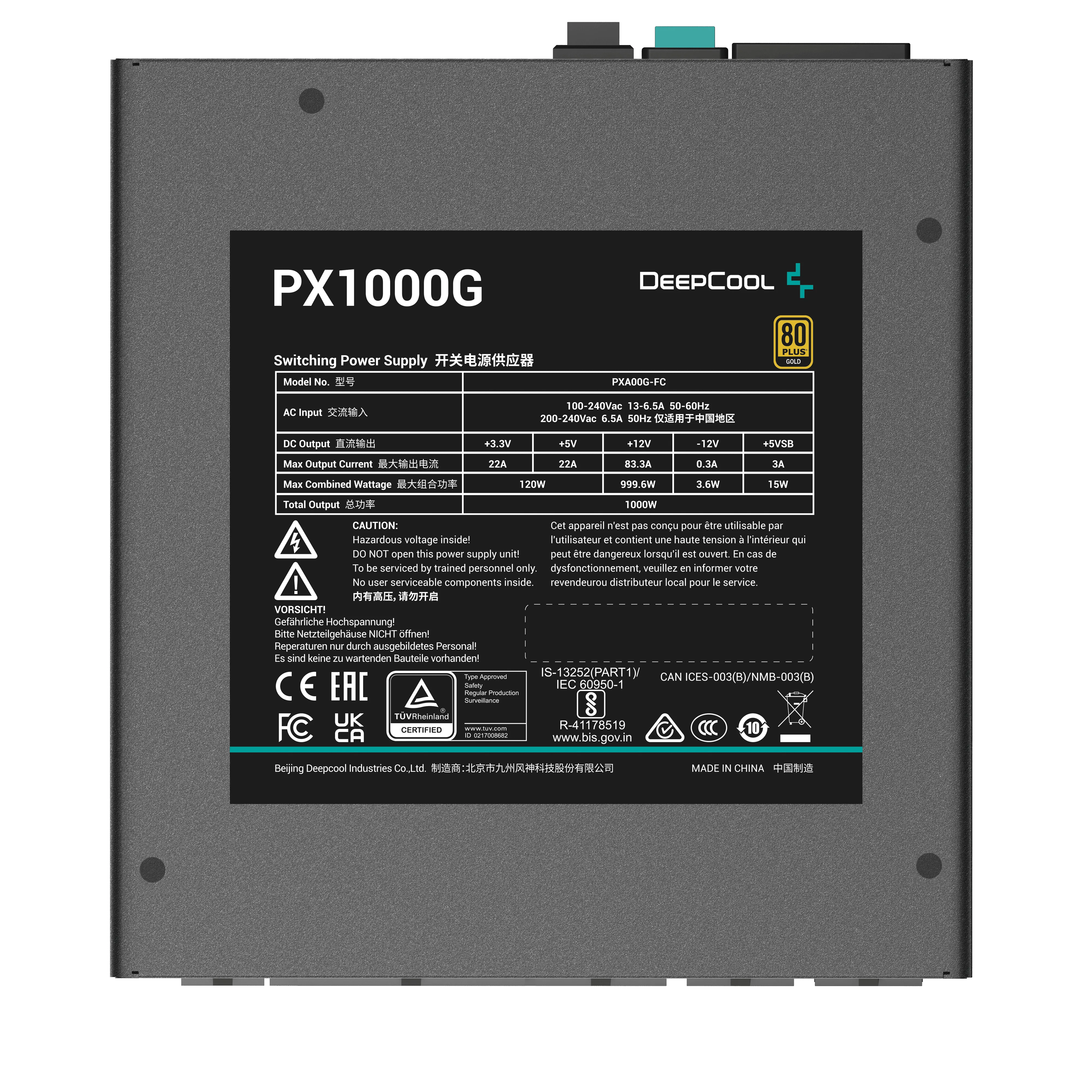 Deepcool PX1000G 1000W - str&ouml;mk&auml;lla, 80 Plus Gold