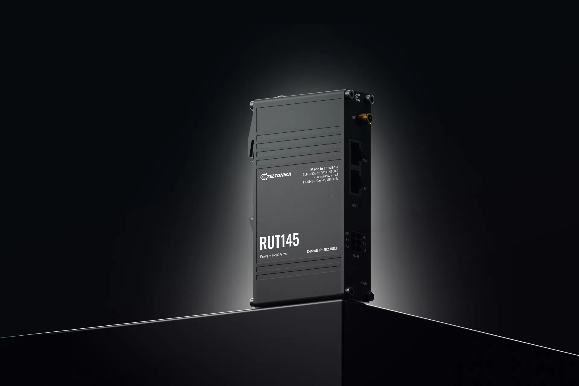 Teltonika RUT145 -teollisuusreititin, Wi-Fi 4, Single-band, PoE, musta
