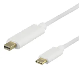 Deltaco USB-C &ndash; mini DisplayPort  -kaapeli, 2m, Valkoinen