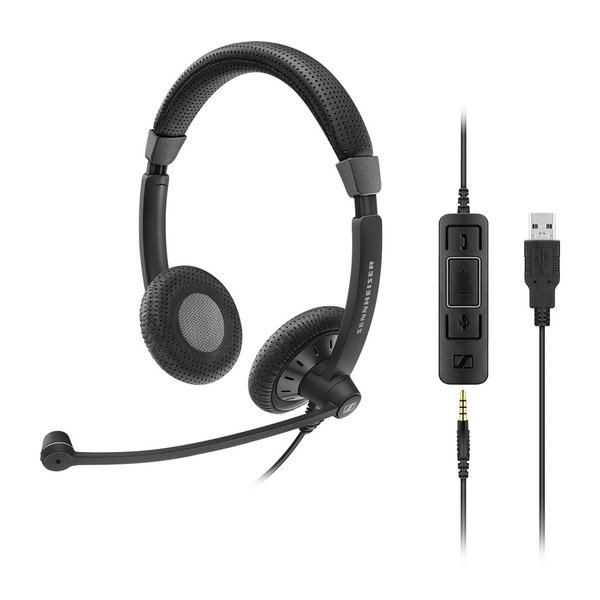 SENNHEISER SC 75 USB WIRED BINAURAL HEADSET 3.5MM, USB, IN-LINE CALL CONTROL ON USB CABLE, UC