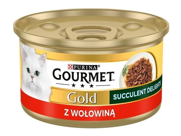 Purina Gourmet Gold Succulent Delights Beef, Kissan m&auml;rk&auml;ruoka, Adult, 85 g