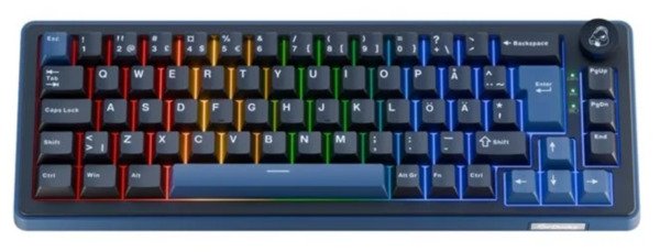 Ducky OK-M 65% tr&aring;dl&ouml;st mekaniskt speltangentbord, KTT Linear, svart