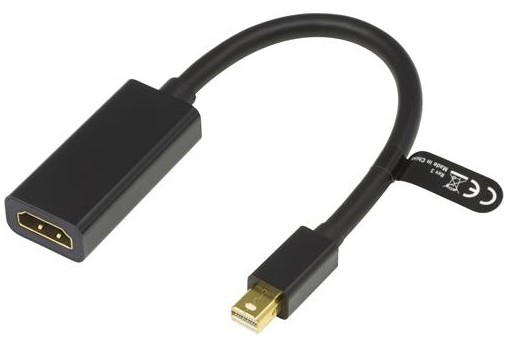 DELTACO mini DisplayPort till HDMI adapter, 20-pin ha - ho, 0,2m, svar
