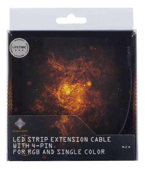 Deltaco GAM-057 GAMING LED Strip F&ouml;rl&auml;ngningskabel, passiv, 4-pin, 0,2m, svart