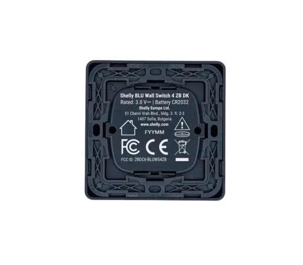 Shelly BLU Wall Switch 4 ZB DK - four-button Bluetooth control interface, Charcoal Gray