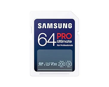 Samsung PRO Ultimate 64 GB SDXC UHS-I U3 V30 A2 kort + USB-kortl&auml;sare, vit