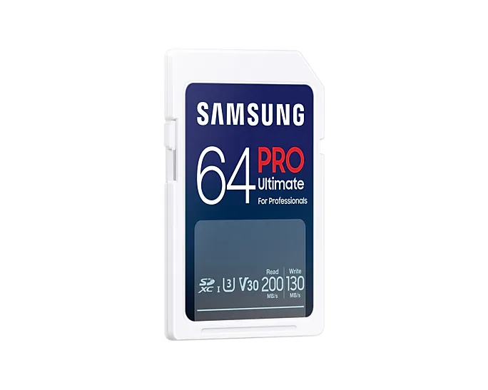 Samsung PRO Ultimate 64 GB SDXC UHS-I U3 V30 A2 kort + USB-kortl&auml;sare, vit