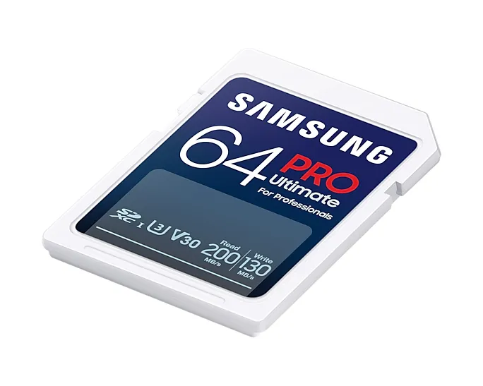 Samsung PRO Ultimate 64 GB SDXC UHS-I U3 V30 A2 kort + USB-kortl&auml;sare, vit