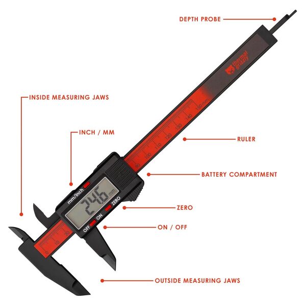 Thermal Grizzly TG Caliper, digitalt skjutm&aring;tt, 150 mm, svart