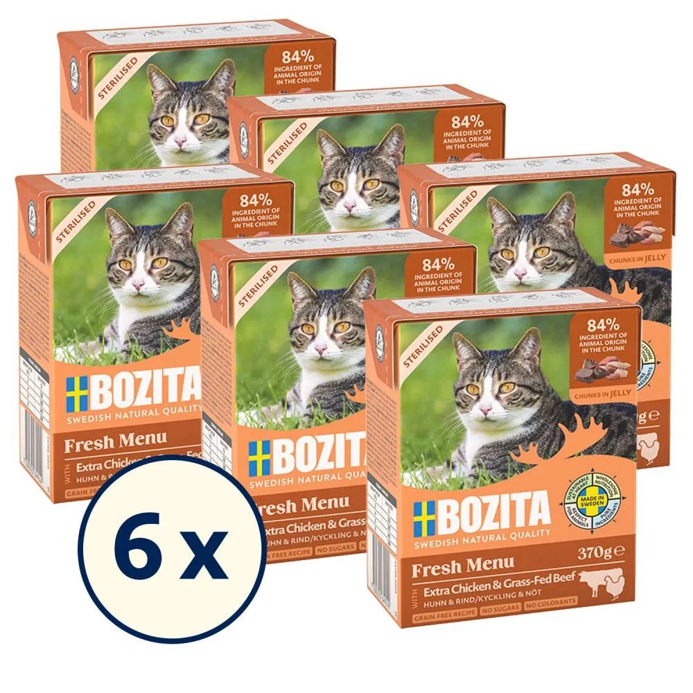 Bozita Fresh Menu Sterilised Chicken and Beef in Jelly, V&aring;tfoder f&ouml;r katt, Adult, 370 g