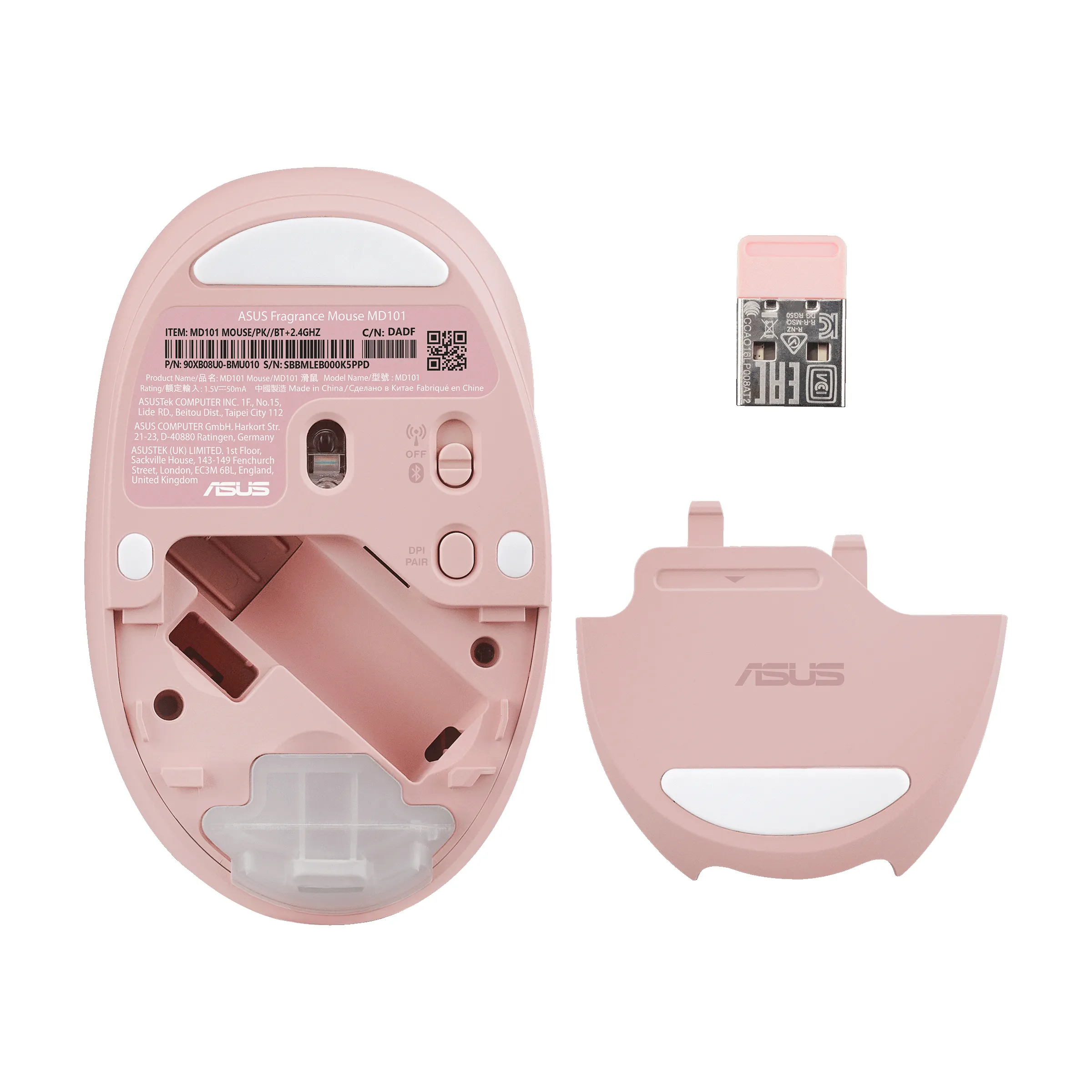 ASUS Fragrance Mouse MD101 Wireless Mouse, Pink
