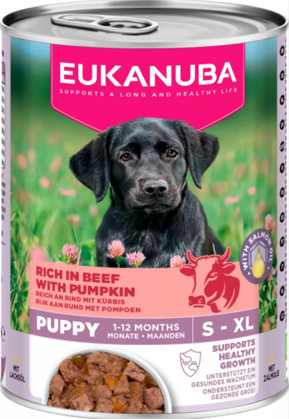 EUKANUBA Life Care Puppy Rich in Beef and Pumpkin, V&aring;tfoder f&ouml;r hund, Spannm&aring;lsfritt, 400 g