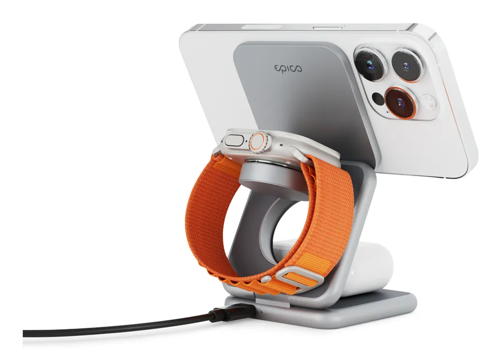 Epico Mag+ Foldable Wireless Charger  MagSafe compatible - space grey