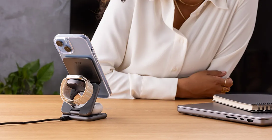 Epico Mag+ Foldable Wireless Charger  MagSafe compatible - space grey