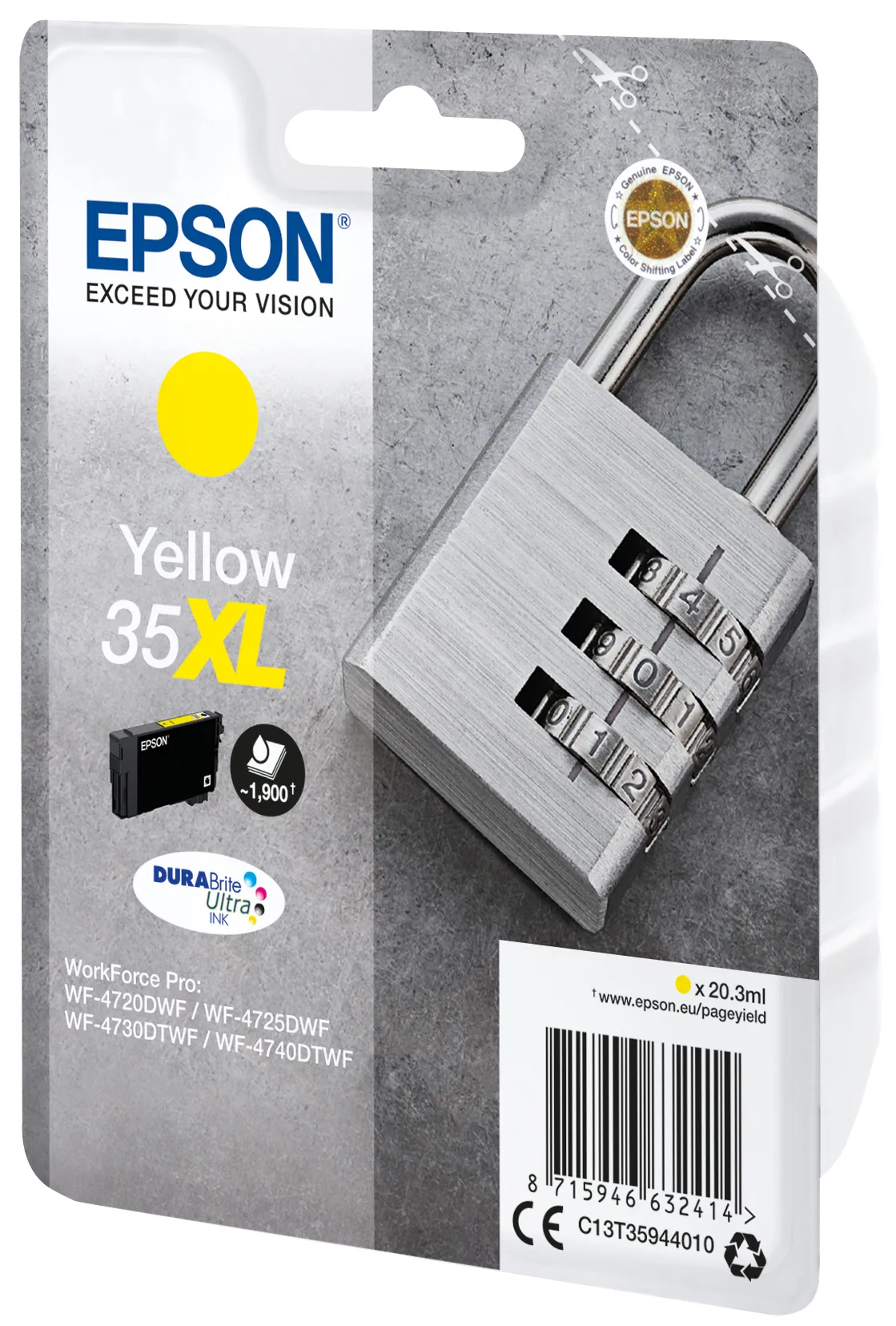 Epson 35XL -mustekasetti, 20.3 ml, keltainen
