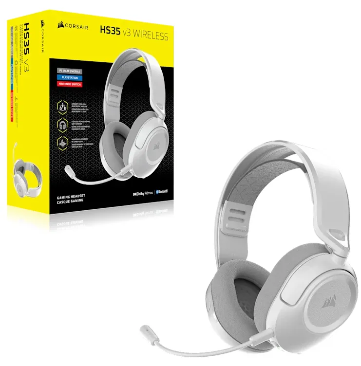 Corsair HS35 v3 Wireless Gaming Headset, White