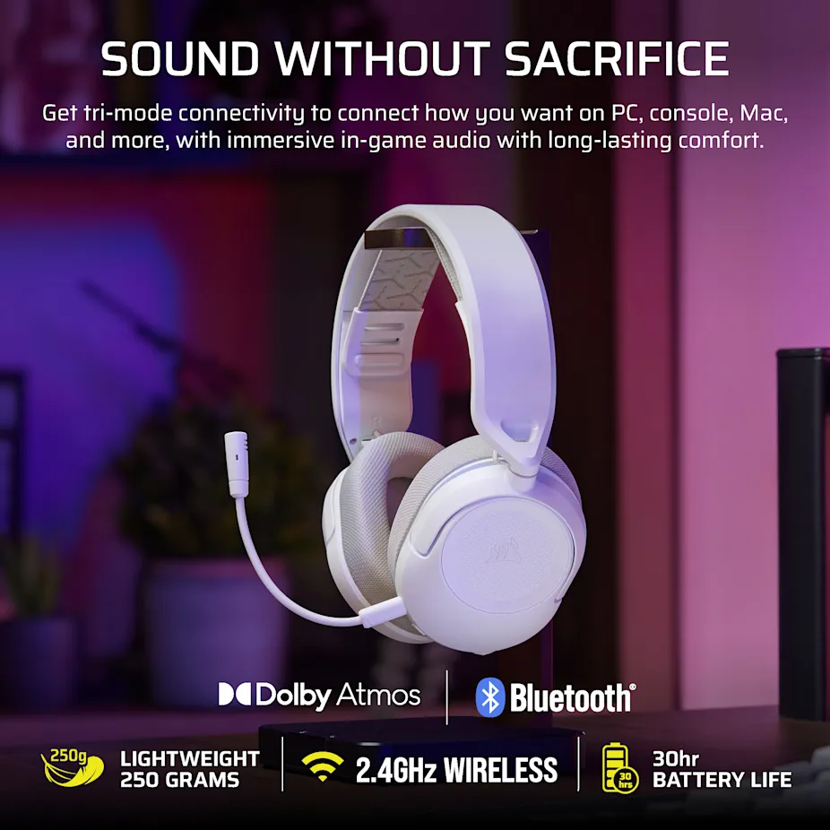 Corsair HS35 v3 Wireless Gaming Headset, White