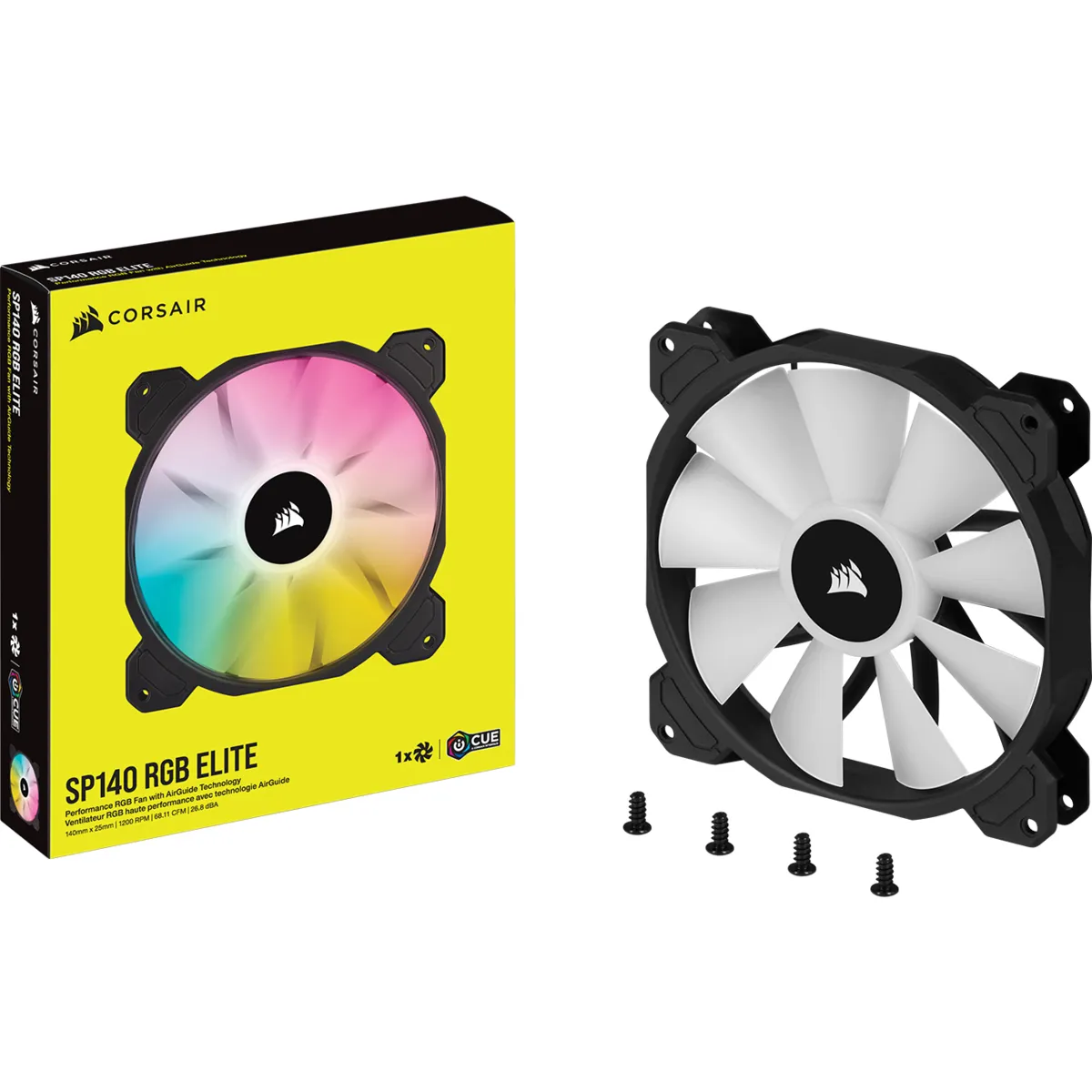 Corsair iCUE SP140 RGB ELITE PWM RGB Fan, Hydraulic Bearing, 140mm, Black