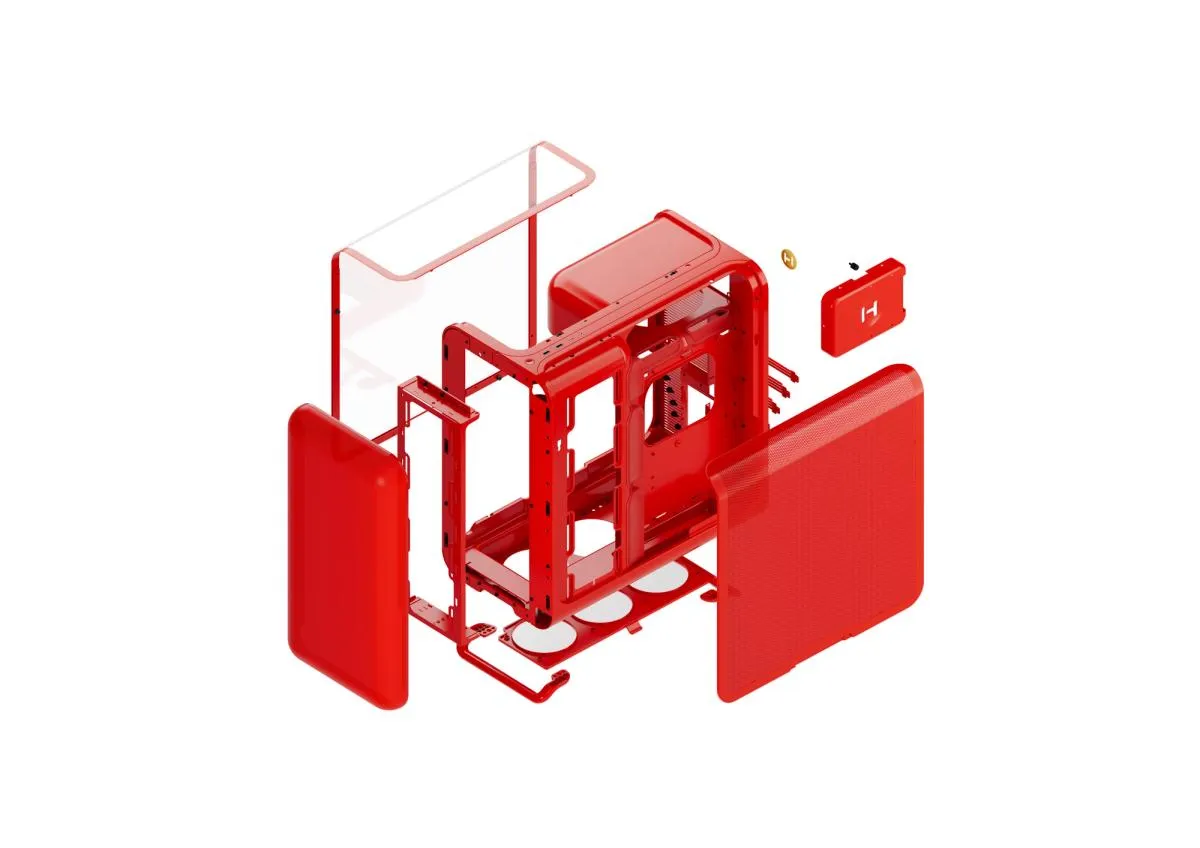 HYTE X50 midi-tower chassi med f&ouml;nster, Wild Cherry