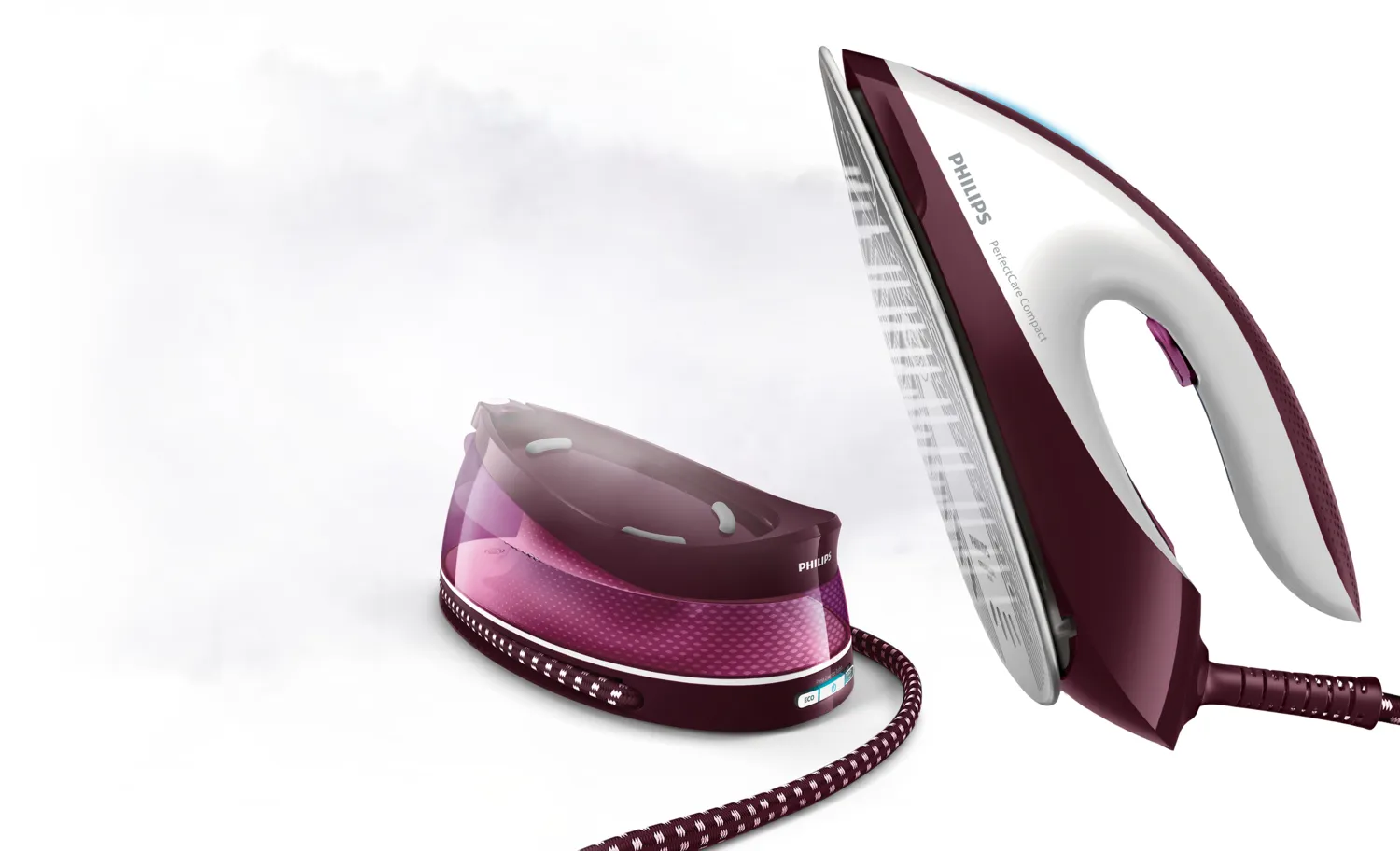 Philips PerfectCare Compact GC7842/40 Steam Generator Iron, 2400W, 6.5 bar, 1.5L, Purple/White