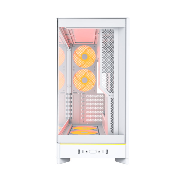 Montech HS02 Pro, 5-tuuletina -miditornikotelo ikkunalla, Valkoinen