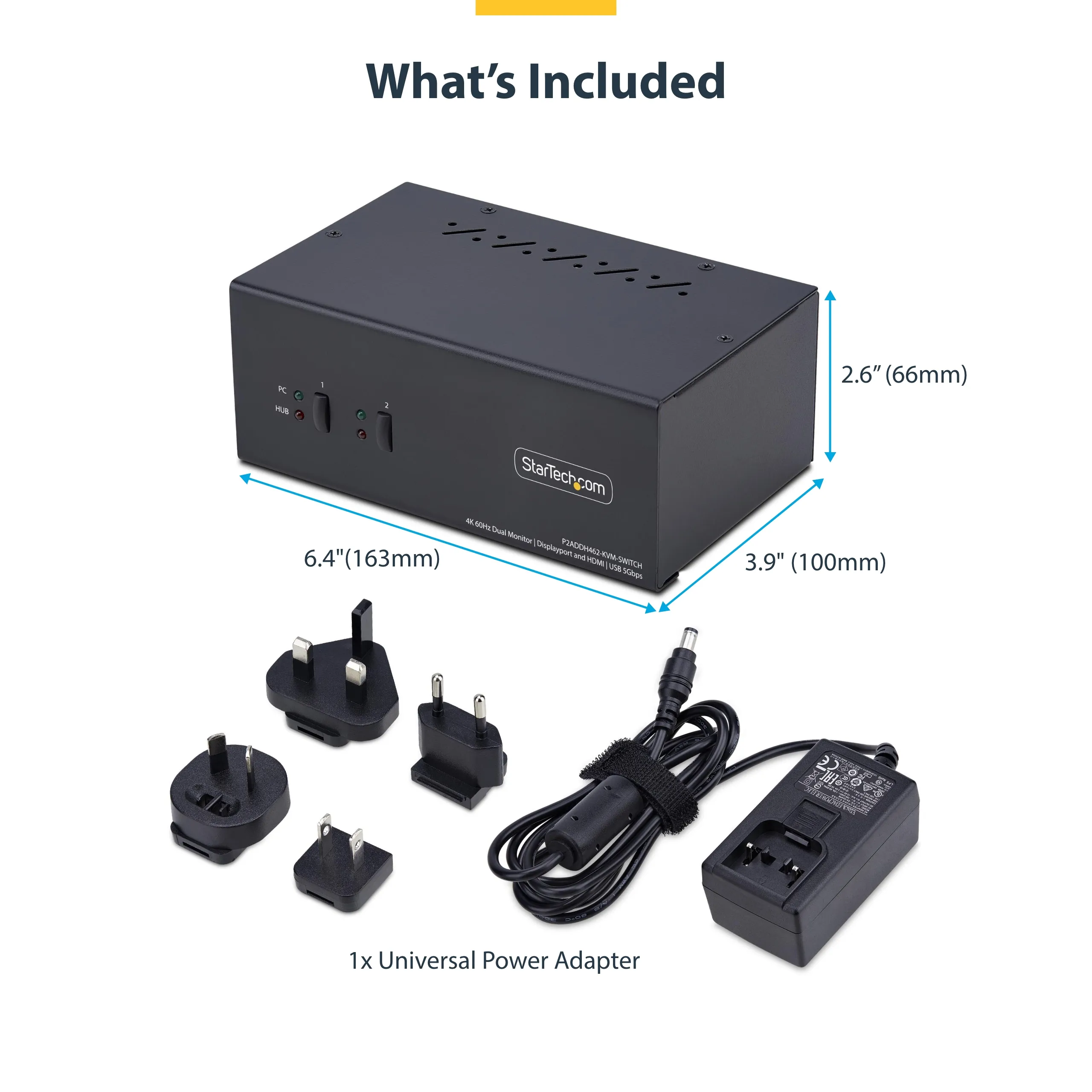 Startech 2-Port Dual-Monitor DP+HDMI KVM Switch