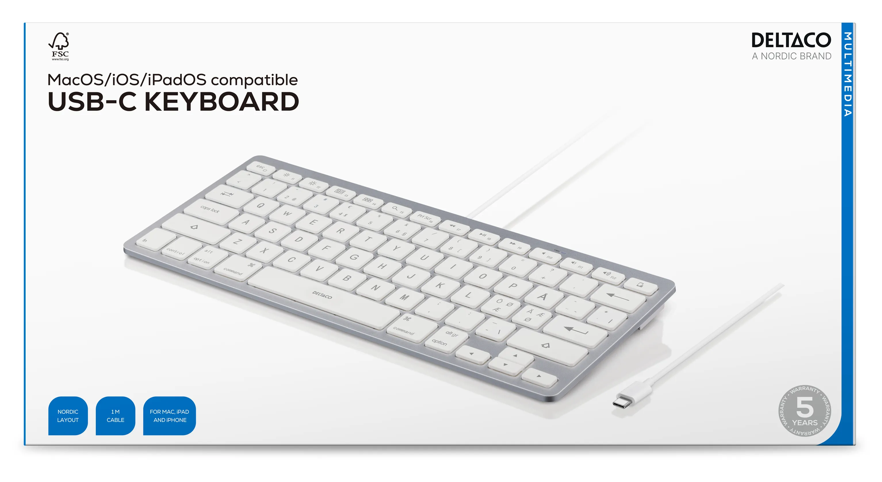 Deltaco USB-C iOS/MacOS -näppäimistö
