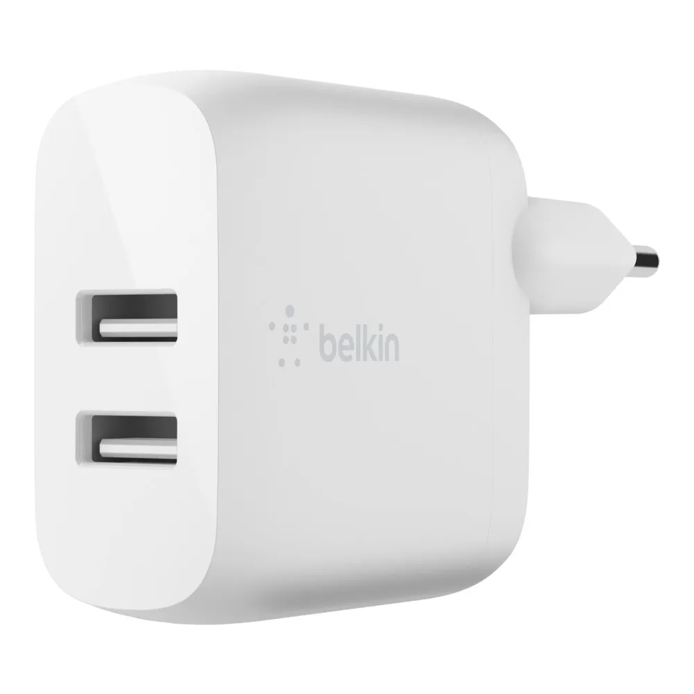 Dual USB-A Wall Charg w/1M PVC A-LTG 24W
