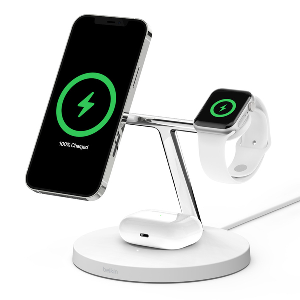 BOOST CHARGE PRO MagSafe 3-in-1 Wireless Charger, White
