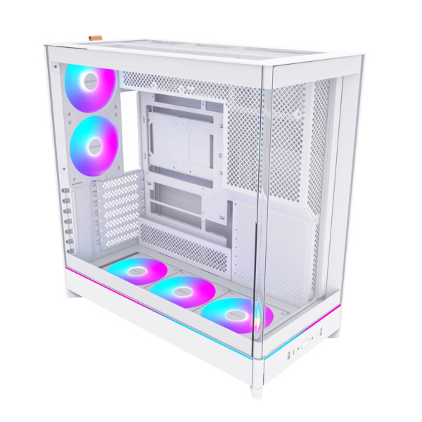 Montech HS02 Pro, 5 Pre-installed fans - midi case with window, White