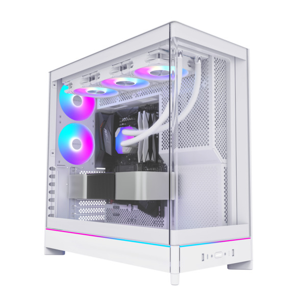 Montech HS02 Pro, 5 Pre-installed fans - midi case with window, White