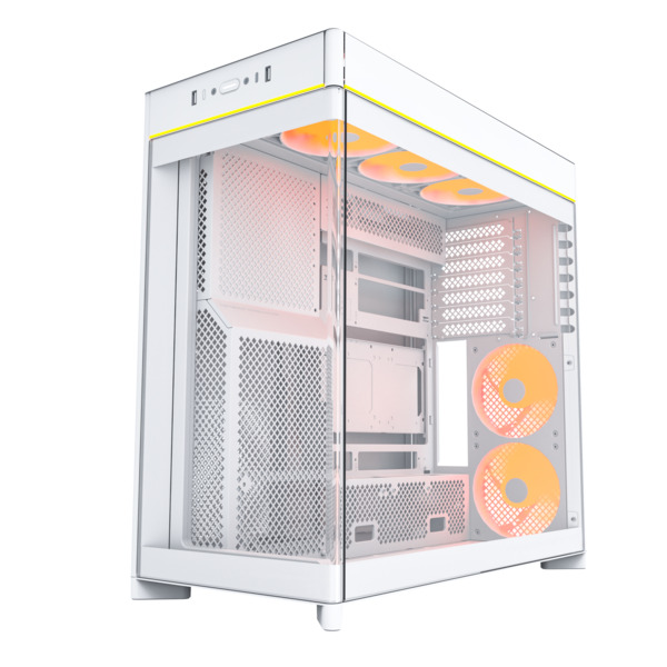 Montech HS02 Pro, 5 Pre-installed fans - midi case with window, White