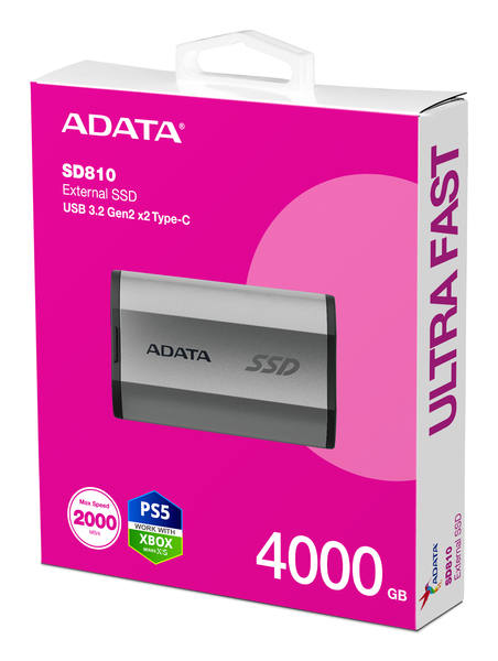 ADATA Solid state-drev SD810 4TB USB 3.2 Gen 2x2