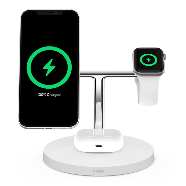 BOOST CHARGE PRO MagSafe 3-in-1 Wireless Charger, White
